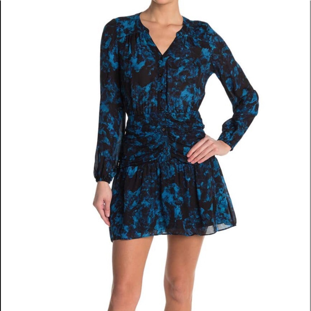 $386 Parker Zee Silk Blend Pleated Dress